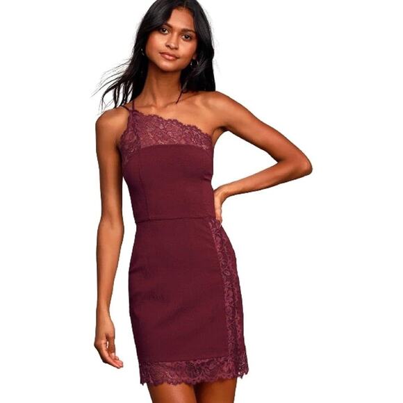 Free People Premonitions Lace‎ Trim Bodycon Dress in Burgundy Size Small - Picture 6 of 10